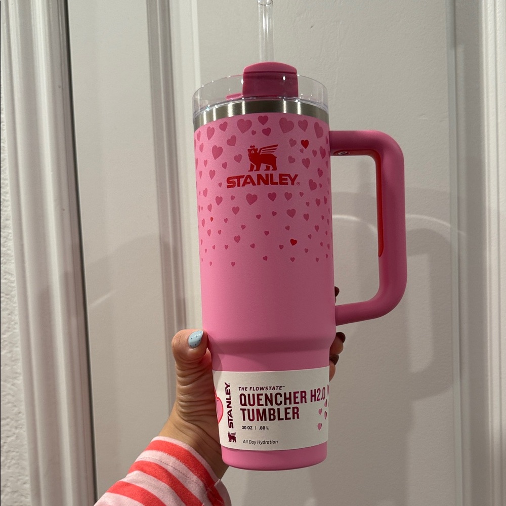 Stanley Heart Pattern Pink Tumbler